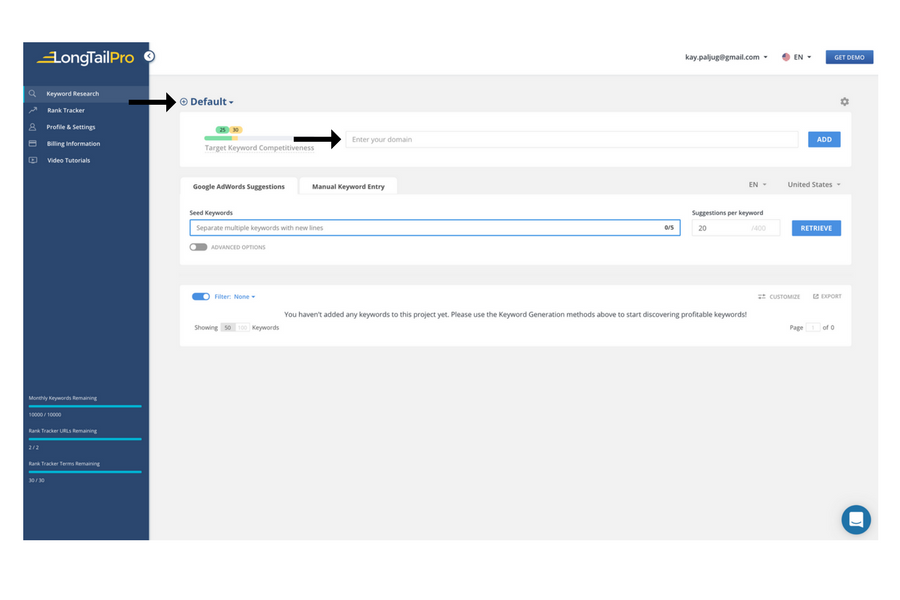 How to Use Long Tail Pro - Tutorial - Step 2